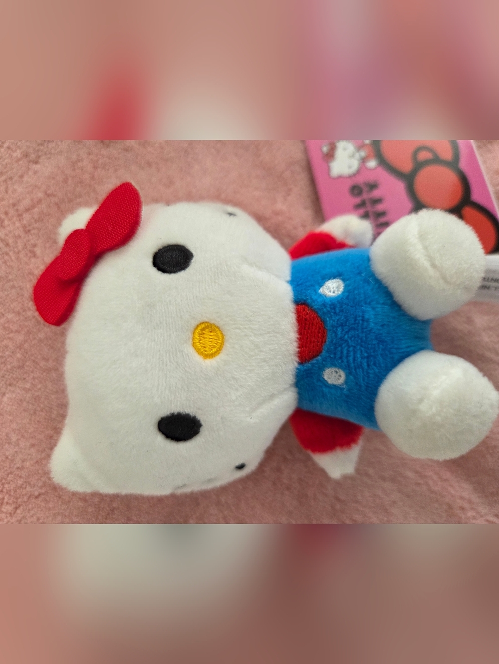 4" Hello Kitty in Blue Overall Shoulder Sitter Stuffed Plush